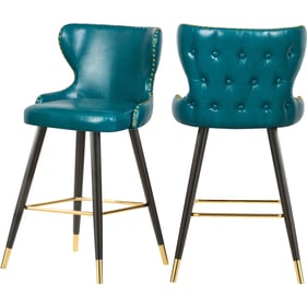 2 Meridian Furniture Hendrix Blue Vegan Leather Bar Stools