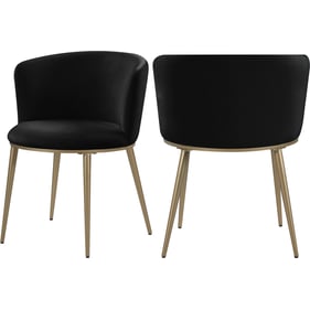 2 Meridian Furniture Skylar Black Velvet Gold Dining Chairs