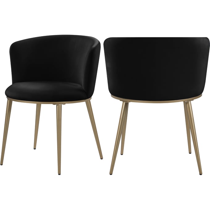 2 Meridian Furniture Skylar Black Velvet Gold Dining Chairs MRD-965BLACK-C