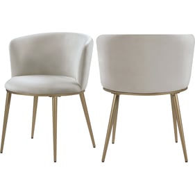 2 Meridian Furniture Skylar Cream Velvet Gold Dining Chairs