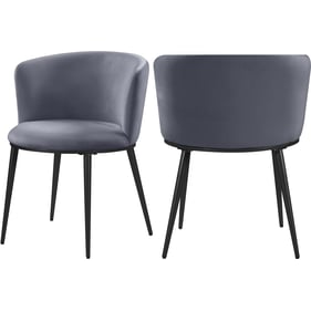 2 Meridian Furniture Skylar Grey Velvet Black Dining Chairs