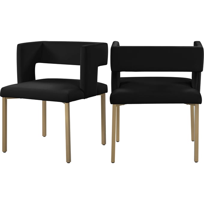 2 Meridian Furniture Caleb Black Gold Dining Chairs MRD-967BLACK-C