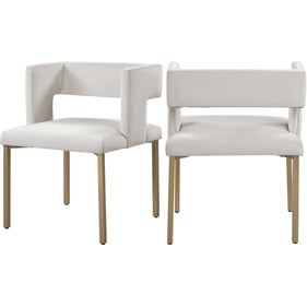 2 Meridian Furniture Caleb Cream Gold Dining Chairs