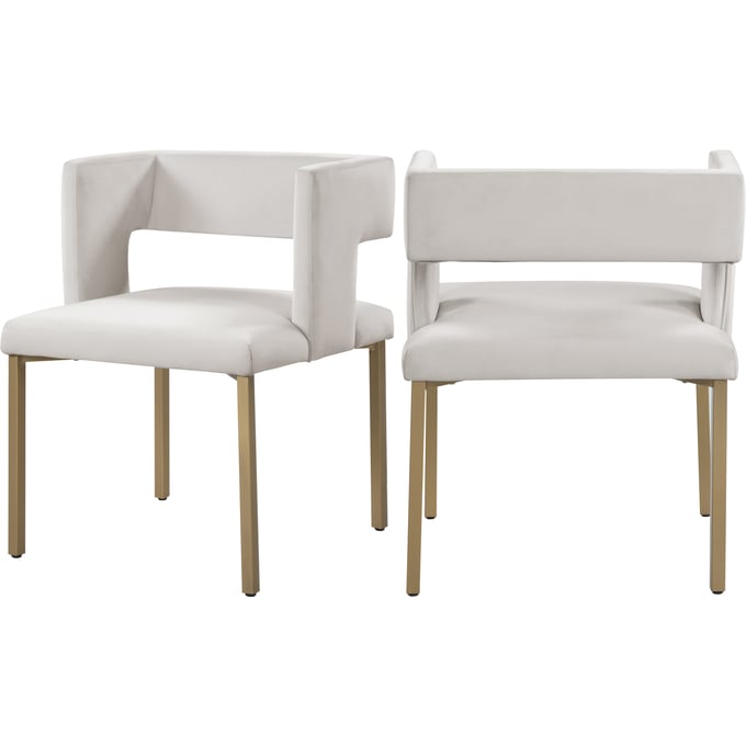 2 Meridian Furniture Caleb Cream Gold Dining Chairs MRD-967CREAM-C