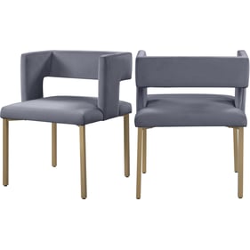 2 Meridian Furniture Caleb Grey Gold Dining Chairs