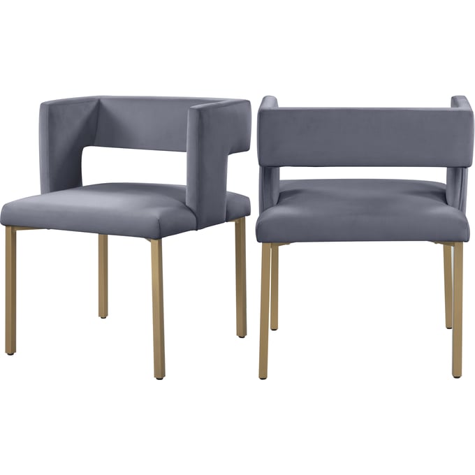 2 Meridian Furniture Caleb Grey Gold Dining Chairs MRD-967GREY-C