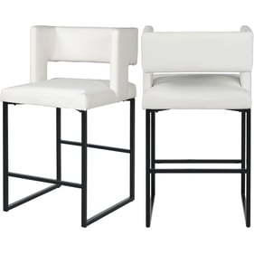 2 Meridian Furniture Caleb White Vegan Leather Counter Height Stools