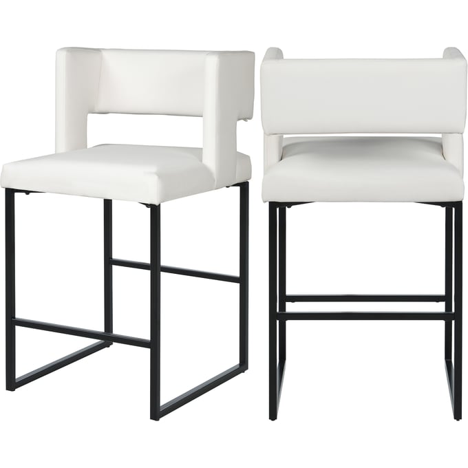 2 Meridian Furniture Caleb White Vegan Leather Counter Height Stools MRD-970WHITE-C