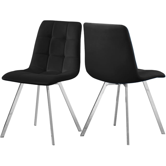 2 Meridian Furniture Annie Black Velvet Chrome Dining Chairs MRD-980BLACK-C