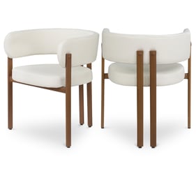 2 Meridian Furniture Gideon Cream Vegan Leather Walnut Dining Chairs