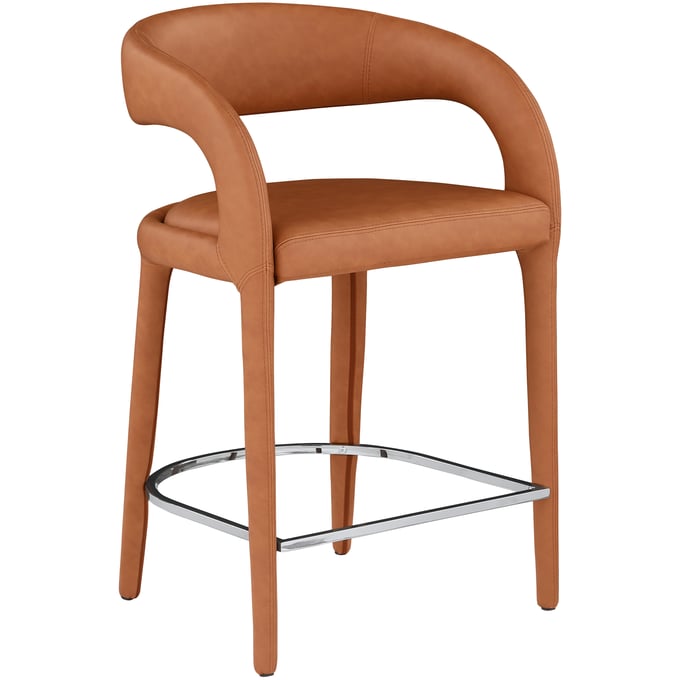 Meridian Furniture Sylvester Cognac Vegan Leather Counter Height Stool MRD-989COGNAC-C