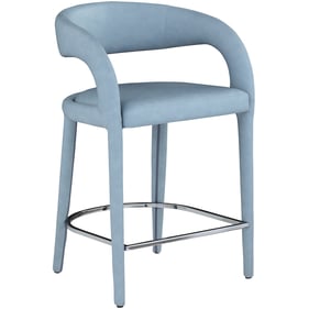 Meridian Furniture Sylvester Light Blue Vegan Leather Counter Height Stool