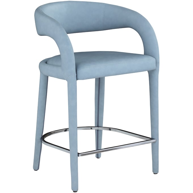 Meridian Furniture Sylvester Light Blue Vegan Leather Counter Height Stool MRD-989LTBLU-C