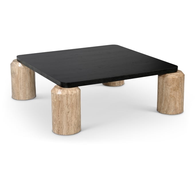 Meridian Furniture Ferrara Natural Black Coffee Table MRD-99009TRAVERTINE-CT