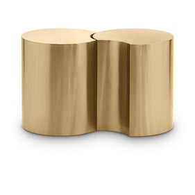 Meridian Furniture Dimple Gold Round Metal 2pc End Table