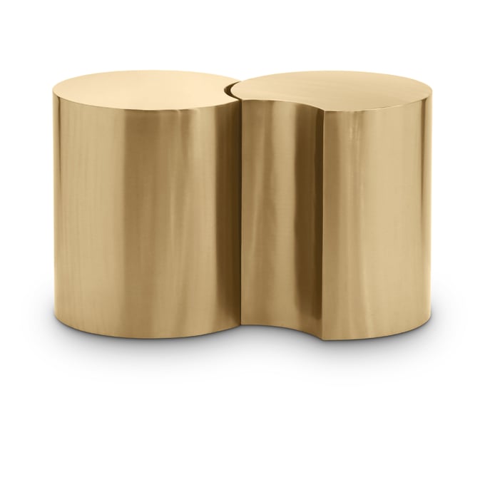 Meridian Furniture Dimple Gold Round Metal 2pc End Table MRD-99081GOLD-2A