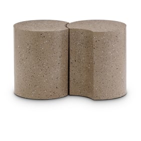 Meridian Furniture Dimple Taupe Round Terrazo 2pc End Table