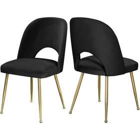 2 Meridian Furniture Logan Black Velvet Dining Chairs