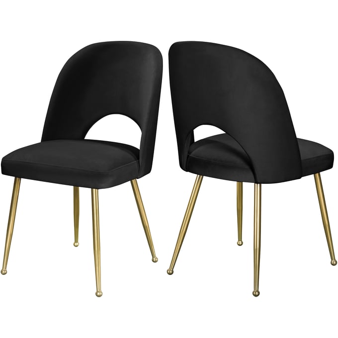 2 Meridian Furniture Logan Black Velvet Dining Chairs MRD-990BLACK-C