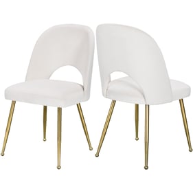 2 Meridian Furniture Logan Cream Velvet Dining Chairs