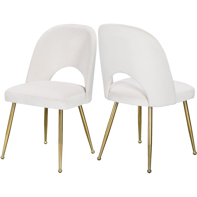 2 Meridian Furniture Logan Cream Velvet Dining Chairs MRD-990CREAM-C