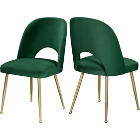 2 Meridian Furniture Logan Green Velvet Dining Chairs