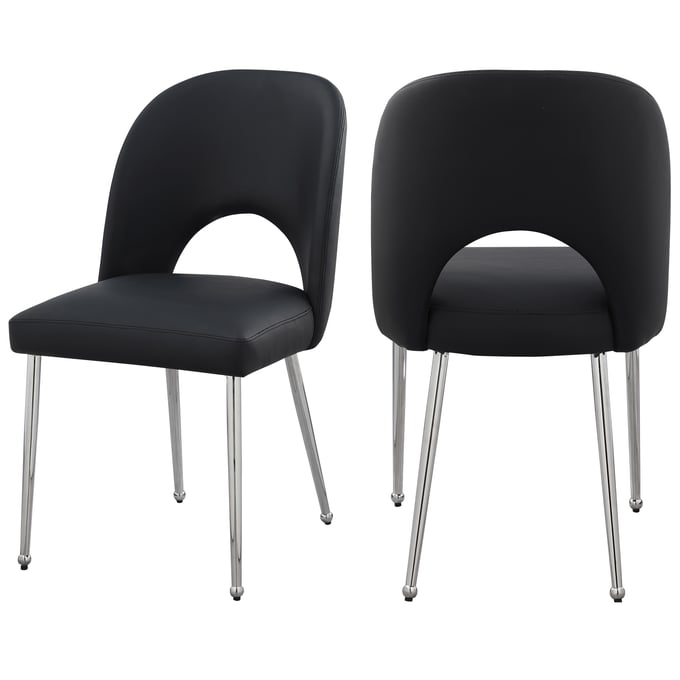 2 Meridian Furniture Logan Black Vegan Leather Dining Chairs MRD-999BLACK-C