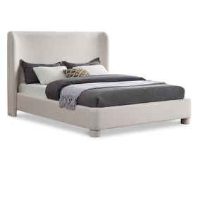 Meridian Furniture Penny Cream Linen Textured Fabric Full Platform Bed