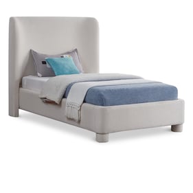 Meridian Furniture Penny Cream Linen Textured Fabric Twin Platform Bed