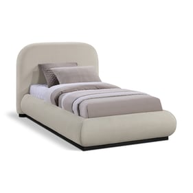 Meridian Furniture Vaughn Beige Chenille Fabric Black Twin Platform Bed