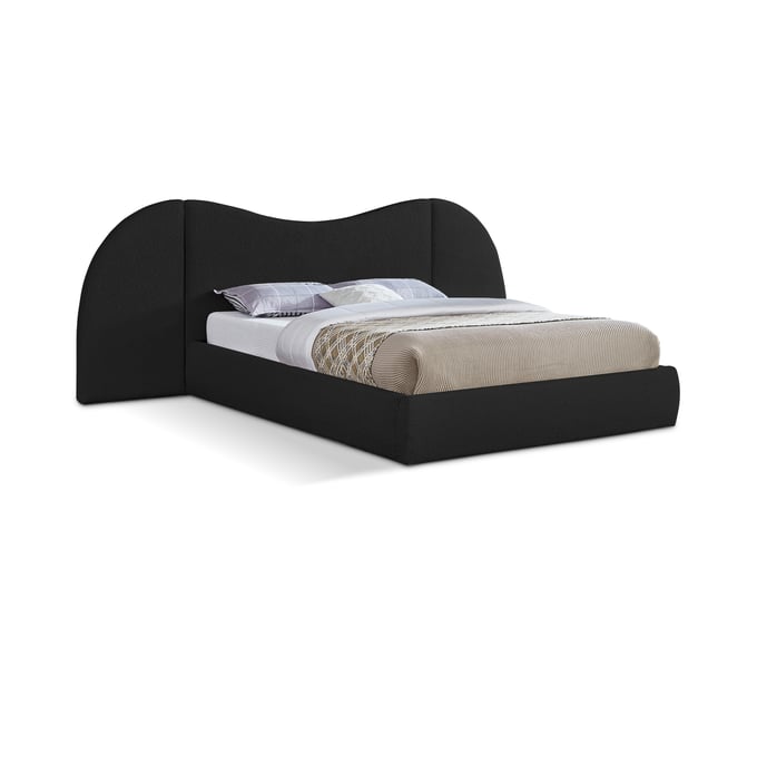 Meridian Furniture Everest Black Boucle Fabric Queen Platform Bed MRD-B1246BLACK-Q