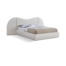 Meridian Furniture Everest Cream Boucle Fabric Queen Platform Bed