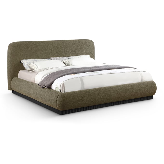 Meridian Furniture Rigby Olive Boucle Fabric Black King Platform Bed MRD-B1276OLIVE-K