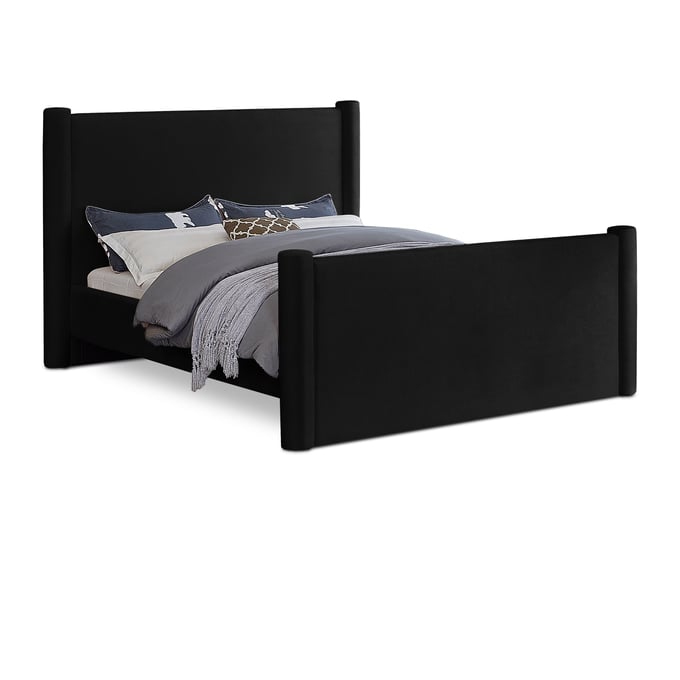 Meridian Furniture Elias Black Velvet Full Poster Bed MRD-B1298BLACK-F