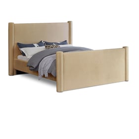 Meridian Furniture Elias Camel Velvet Queen Poster Bed