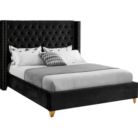 Meridian Furniture Barolo Black Velvet Queen Bed