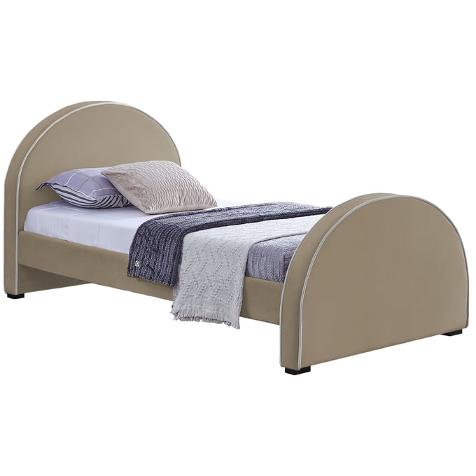 Meridian Furniture Brody Beige Velvet Twin Bed MRD-BRODYBEIGE-T