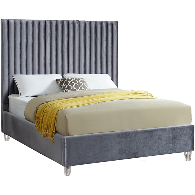 Design Edge Marulan  Grey Velvet King Bed DE-22456434