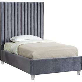 Design Edge Marulan  Grey Velvet Twin Bed