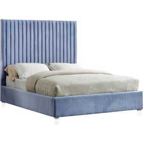 Design Edge Marulan  Sky Blue Velvet Full Bed