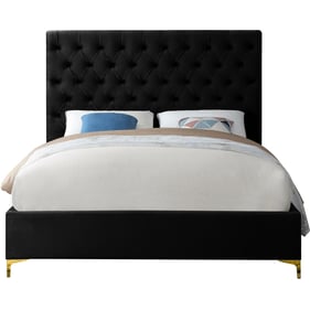 Meridian Furniture Cruz Black Velvet Queen Bed