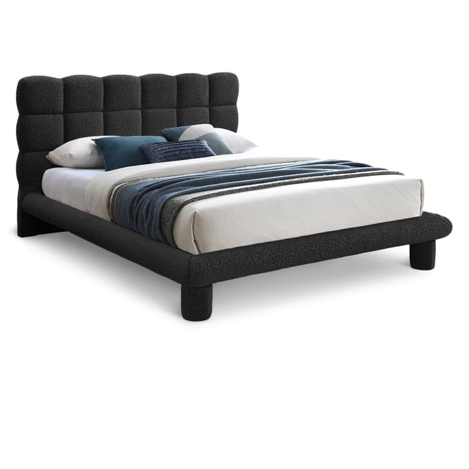 Meridian Furniture Deco Black Boucle Fabric King Platform Bed MRD-DECOBLACK-K