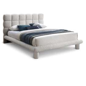 Meridian Furniture Deco Cream Boucle Fabric Queen Platform Bed