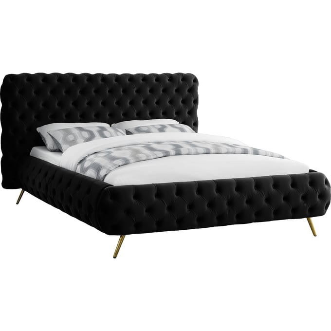 Meridian Furniture Delano Black Velvet King Bed MRD-DELANOBLACK-K