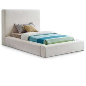 Meridian Furniture Devin Cream Linen Textured Fabric Twin Platform Bed