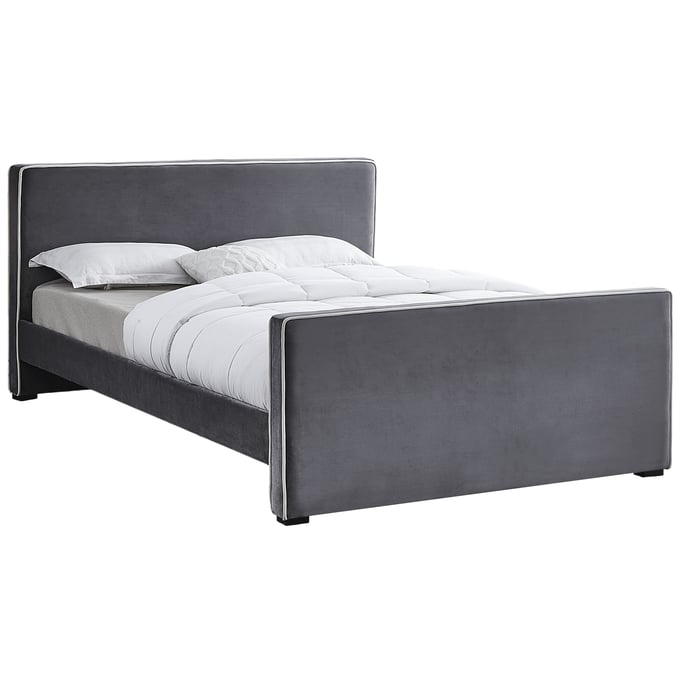 Meridian Furniture Dillard Grey Velvet Queen Bed MRD-DILLARDGREY-Q