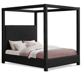 Meridian Furniture Eden Black Boucle Fabric Queen Canopy Bed