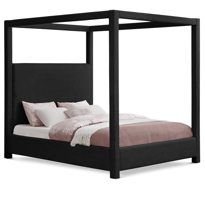 Meridian Furniture Eden Black Boucle Fabric Queen Canopy Bed MRD-EDENBLACK-Q