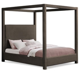 Meridian Furniture Eden Brown Boucle Fabric King Canopy Bed