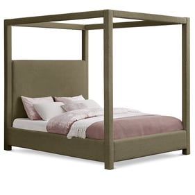 Meridian Furniture Eden Olive Boucle Fabric King Canopy Bed